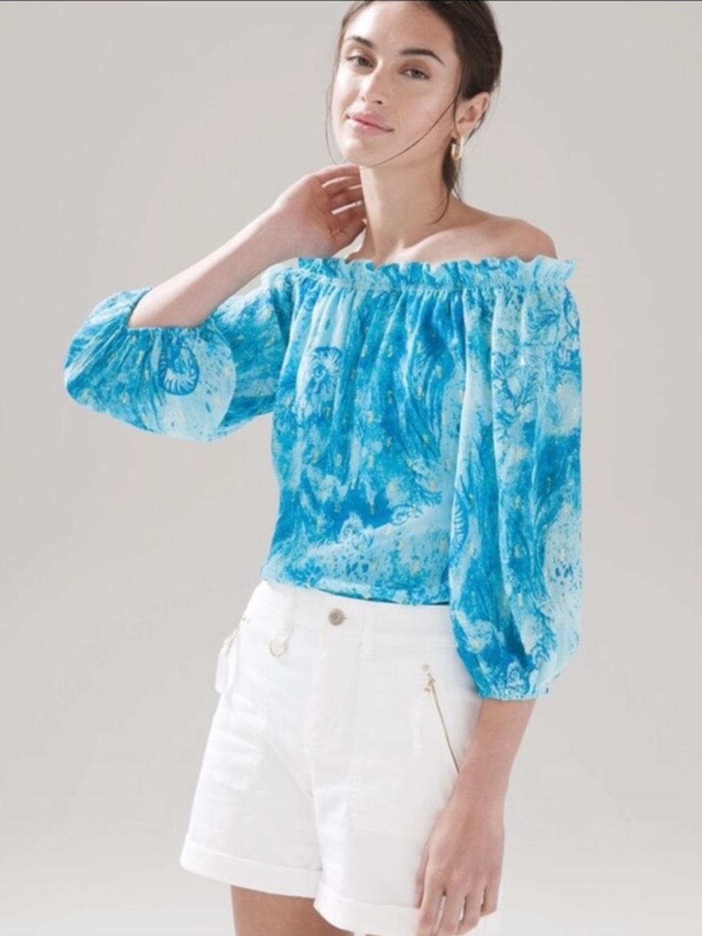 NWT WHBM Off-Shoulder Clip Dot Blouse - Picture 3 of 10